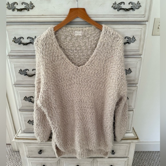 Altar'd State Cream V-Neck Lovely Eyelash Cozy Sweater - Picture 2 of 7